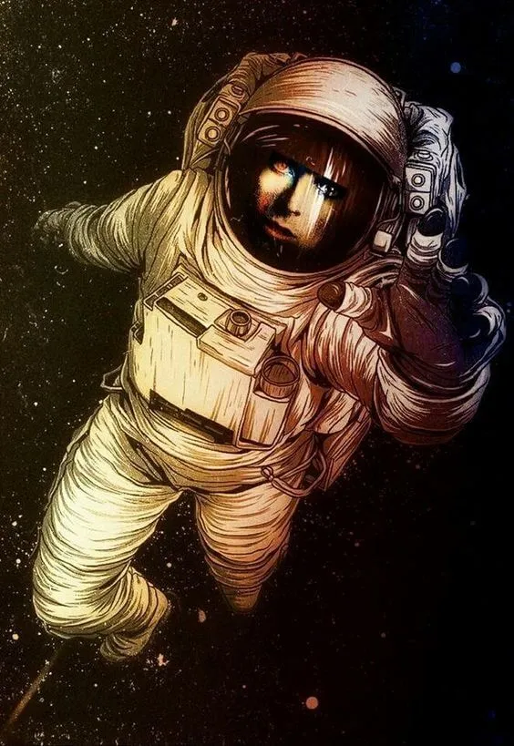 Ilustração David Bowie em uma roupa de astronauta
