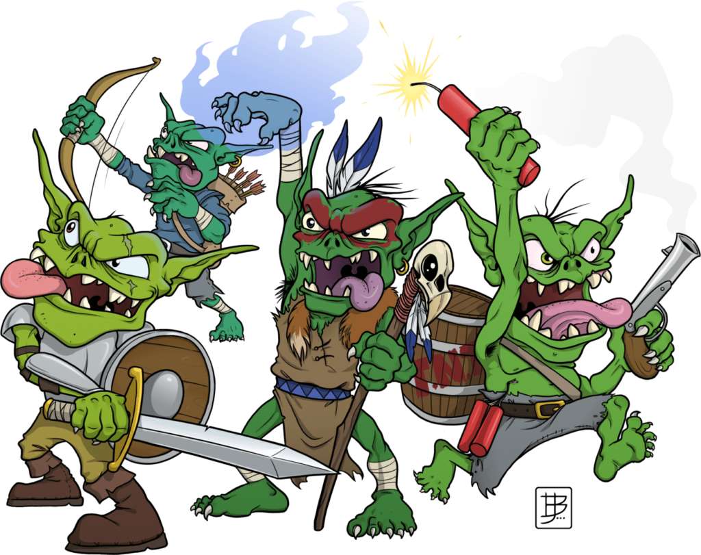 Imagem do Malditos Goblins RPG, onde os goblins estão fazendo uma algazarra.